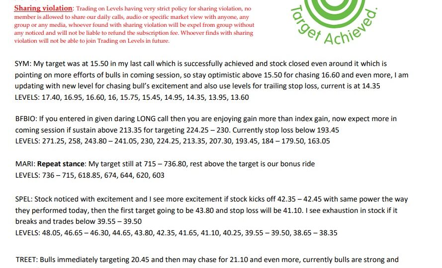 13 DEC SCRIP CALLS,SYM,BFBIO,MARI,SPEL,TREET 2024