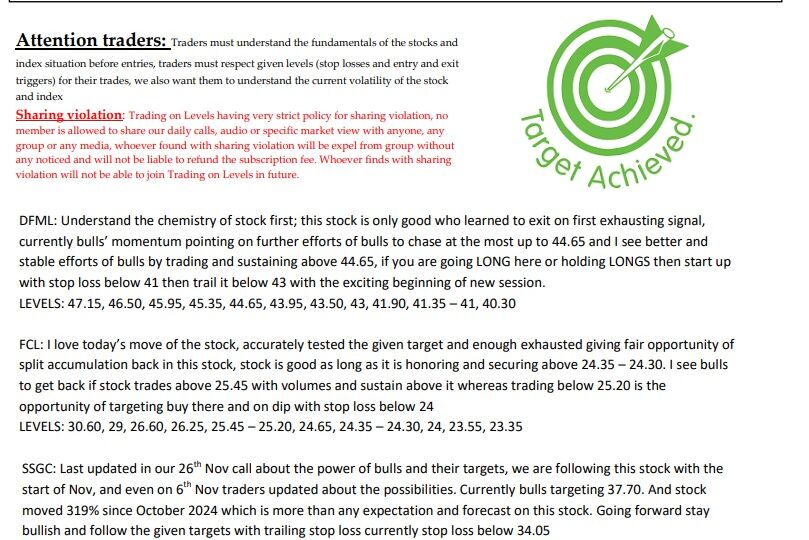 6 DEC SCRIP CALLS,DFML,FCL,SSGC 2024