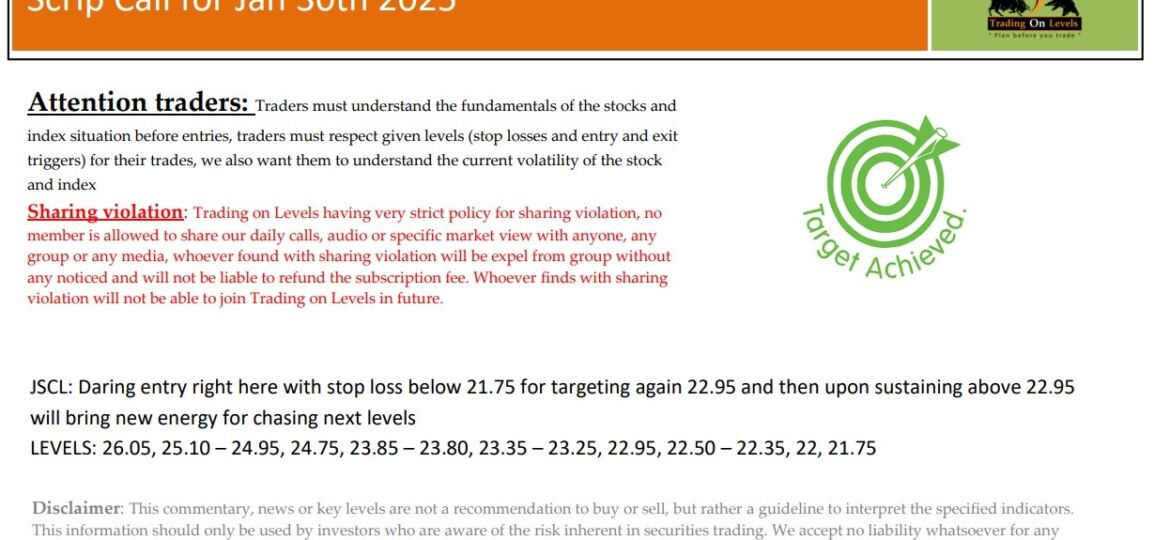 30 JAN SCRIP CALLS,JSCL 2025
