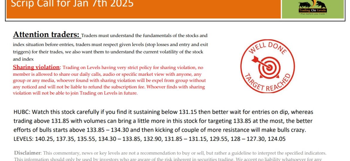 7 JAN SCRIP CALLS,HUBC 2025
