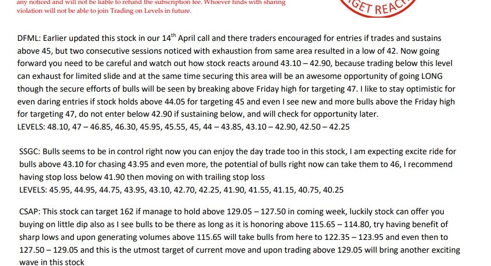 21 APR SCRIP CALLS,DFML,SSGC,CSAP,SAZEW 2025