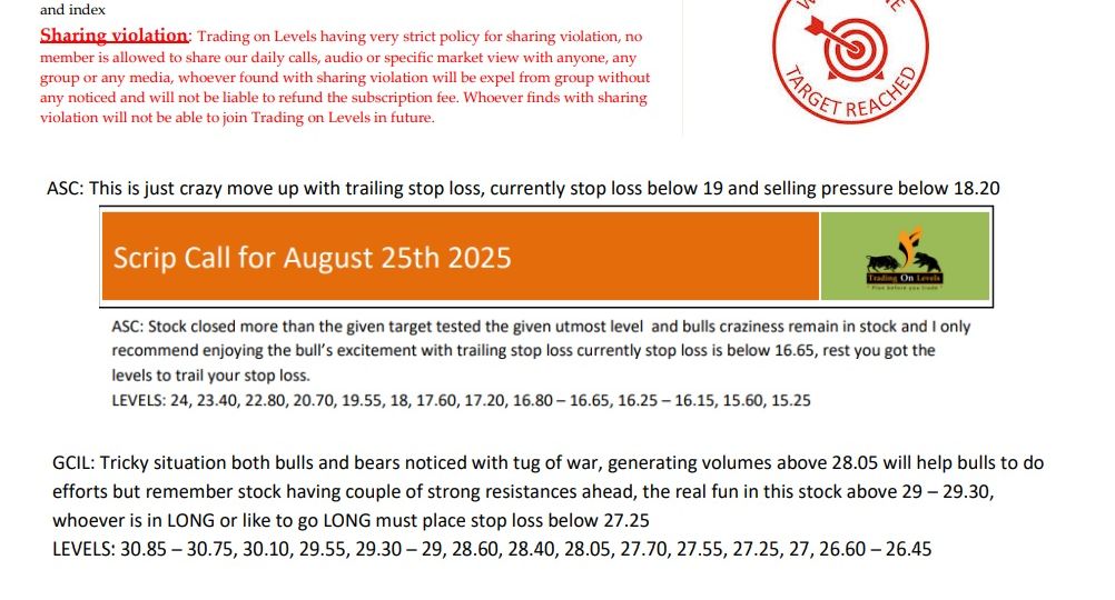 26 AUG SCRIP CALLS,ASC,GCIL,TREET 2025