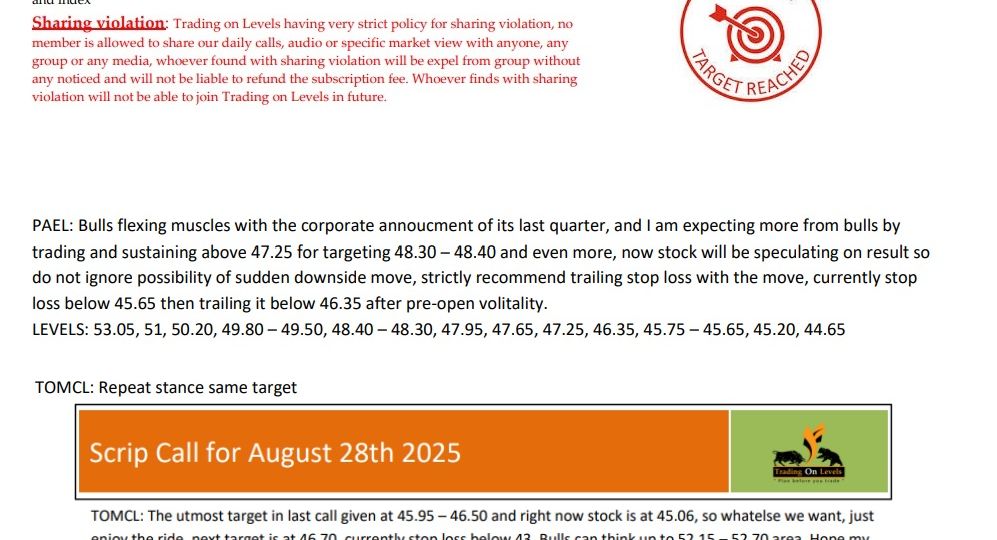 29 aug scrip calls,PAEL,TOMCL 2025