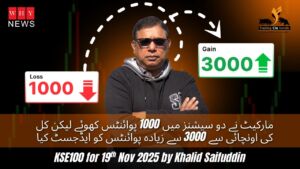 مارکیٹ نے دو سیشنز میں 1000 پوائنٹس کھوئے KSE100 for 19th Nov 2025